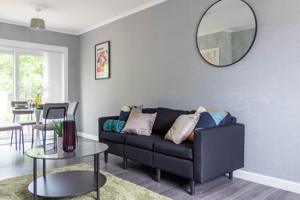 Comfortable living area in Insurance stays & accommodation in Bargeddie