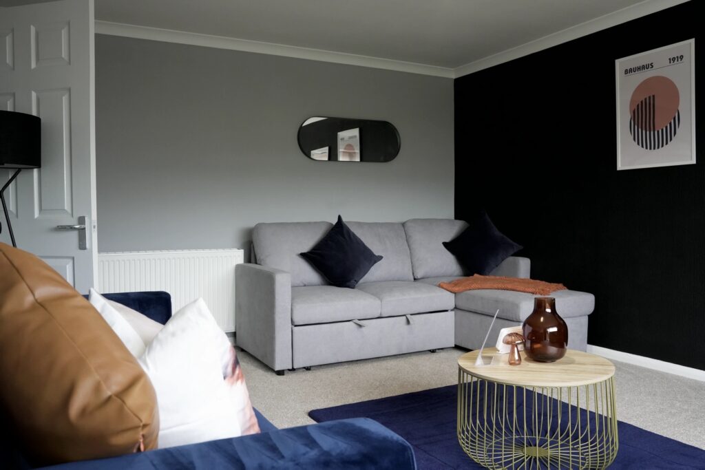 Spacious living area in contractors accommodation Bargeddie